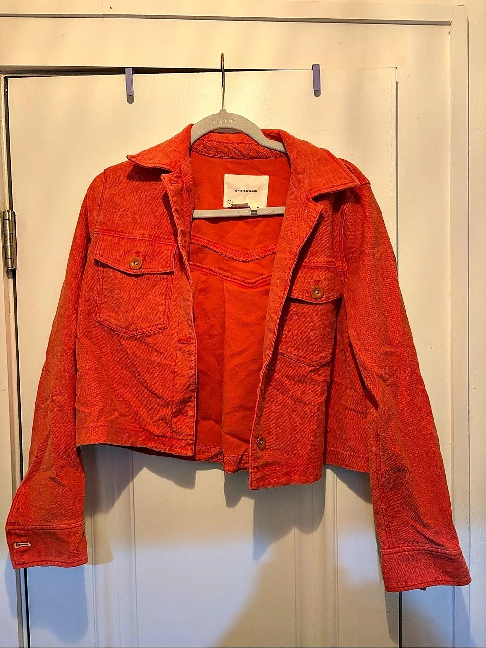 NWOT Anthropologie Cropped Coral Jacket size xs